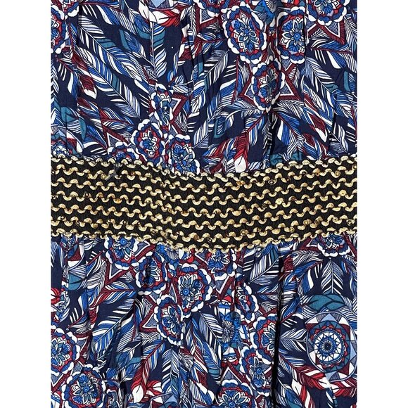 jumpsuit romper shorts tie around neck floral blue elastic waist & top M READ - Picture 4 of 9